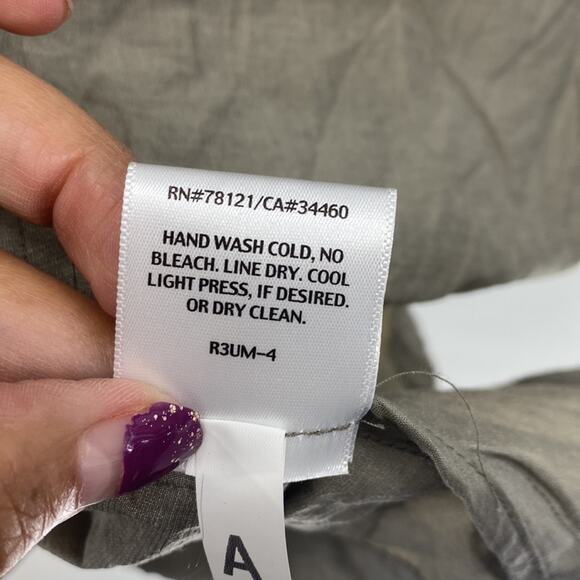 Eileen Fisher nylon metallic A-line hooded jacket light green oversized size S - Picture 12 of 12